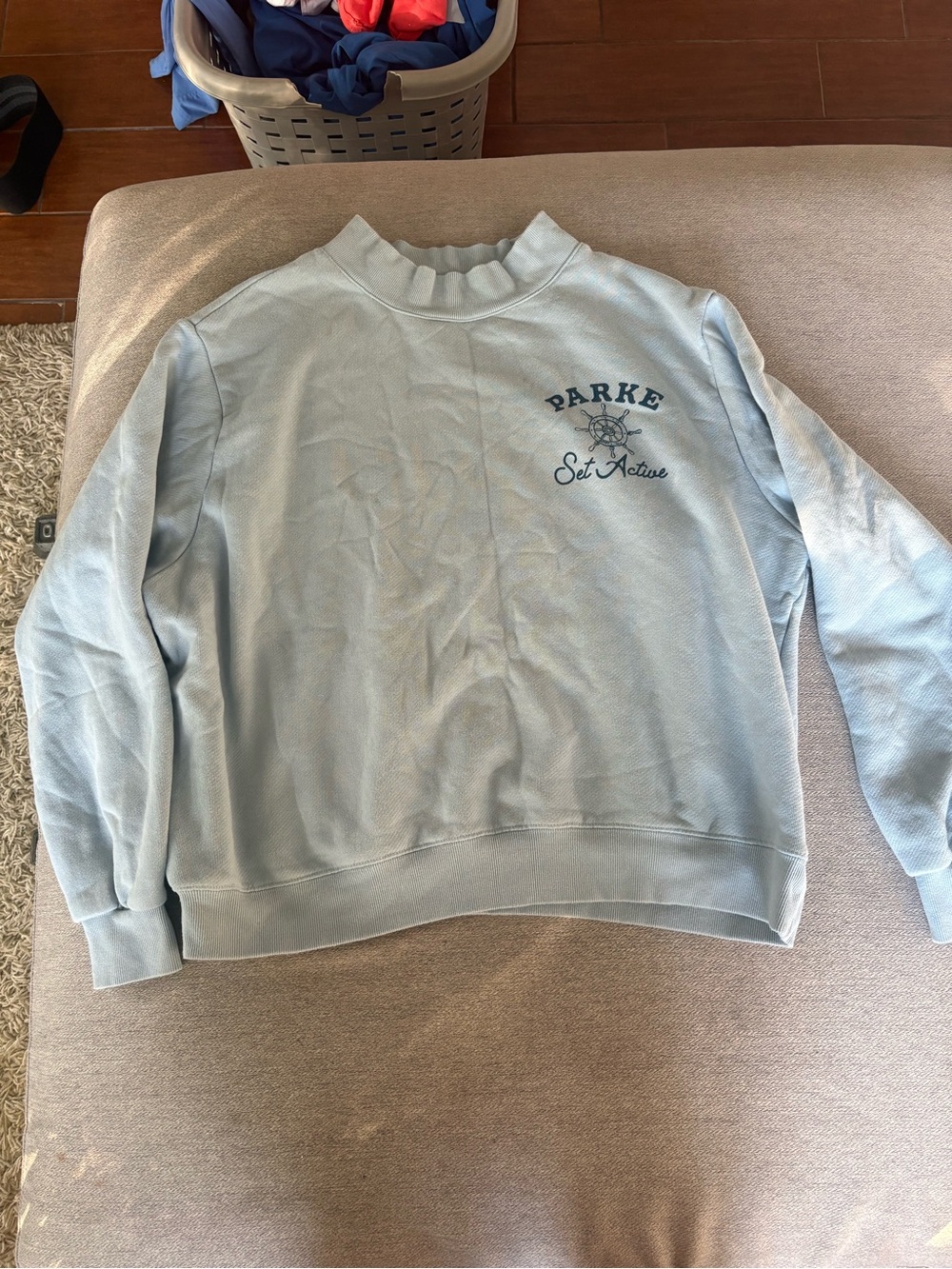 Parke set active Light Blue Crewneck Sweatshirt with Script Chest Logo